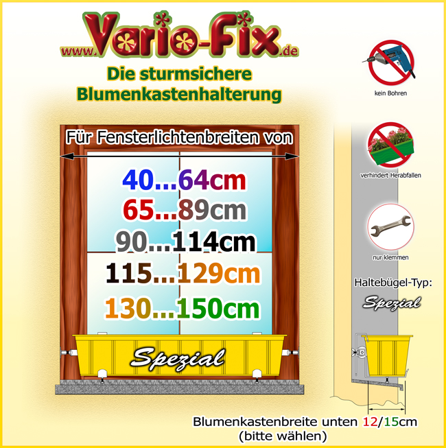 Vario-Fix Spezial für Fensterlichtenbreiten von 40...150cm