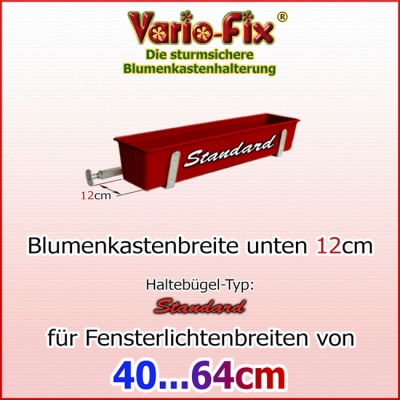 Blumenkastenhalter Standard / 1 Paar HB 12cm / FLB 40...64cm