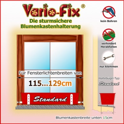 Blumenkastenhalter Standard / 1 Paar HB 15cm / FLB 115....129cm